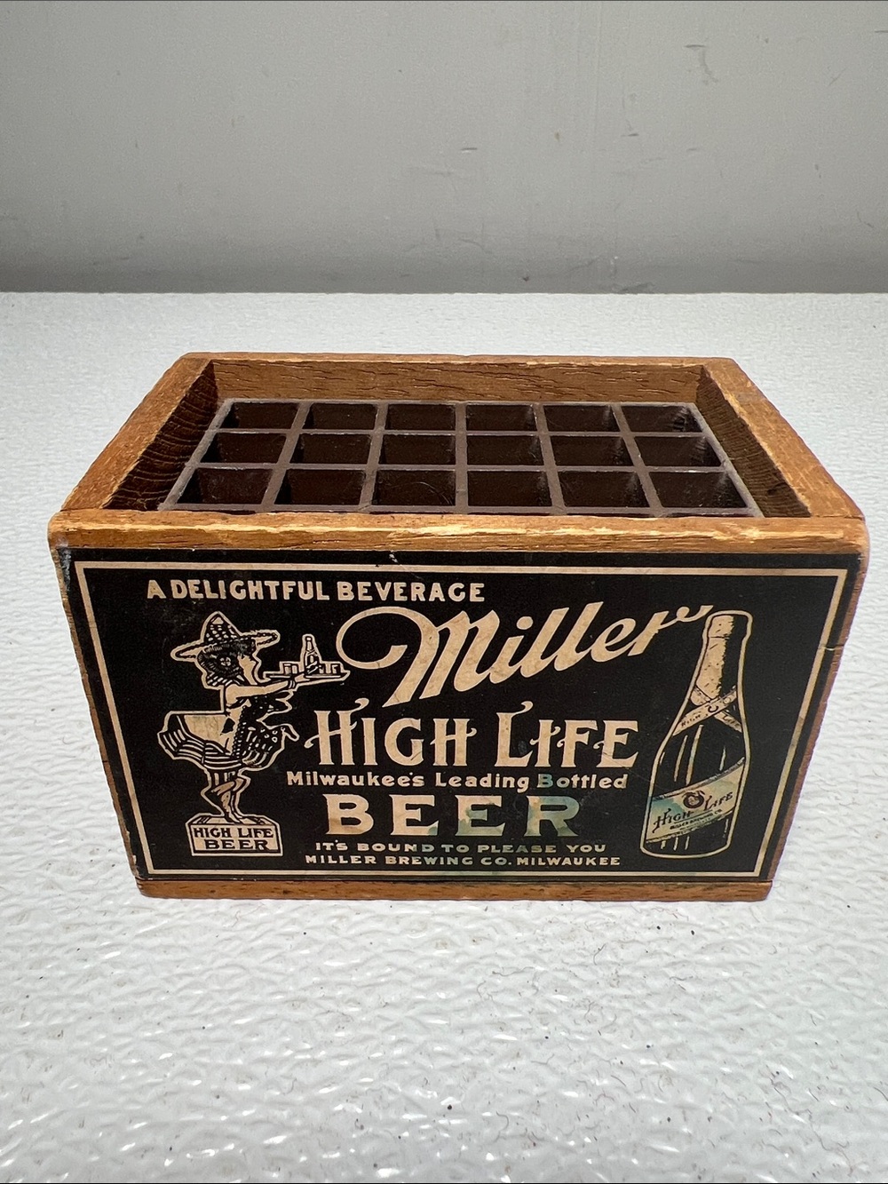 MINIATURE MINI MILLER HIGH LIFE BEER CRATE WOOD BOX GEORGE NATHAN